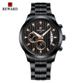 REWARD RD81010M  Luxury Mens Watches Stainless Steel Quartz Sport Watch Men Chronograph Waterproof Wrist Watches Male Clock